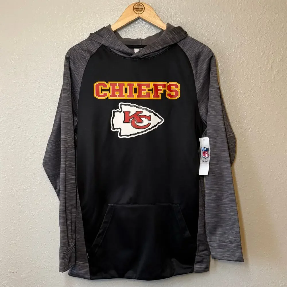 Kansas City Chiefs Sweatshirt Hoodie NFL Football Gray Black Size Youth XXL